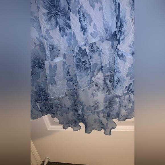 Vintage Blue sleeveless lined dress with flowers by B. Darlin size 11/12 - Picture 5 of 12